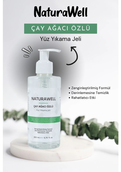 Naturawell Çay Ağacı Özlü Yüz Temizleme Jeli 200 ml