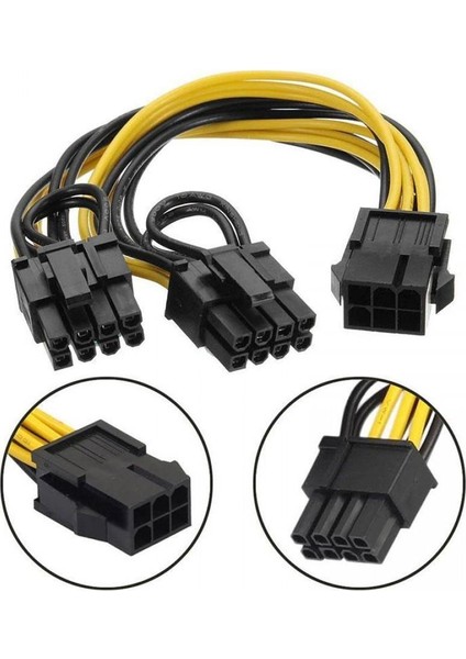 Pcı E 6 Pin To 6+2 8 Pin Dual Ekran Kartı Power Kablo
