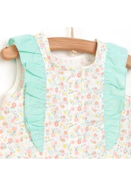 Colorful World Çiçekli Fırfırlı Barbatöz Kız Bebek