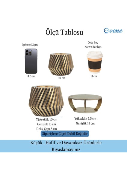 Ahşap Ayaklı Beton Saksı Dekoratif 1 Adet Dişli Model
