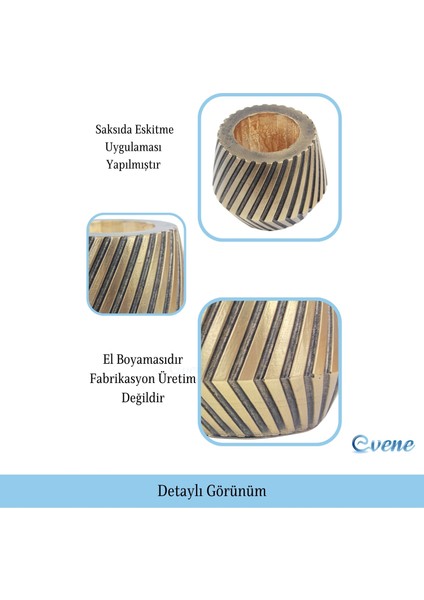 Ahşap Ayaklı Beton Saksı Dekoratif 1 Adet Dişli Model