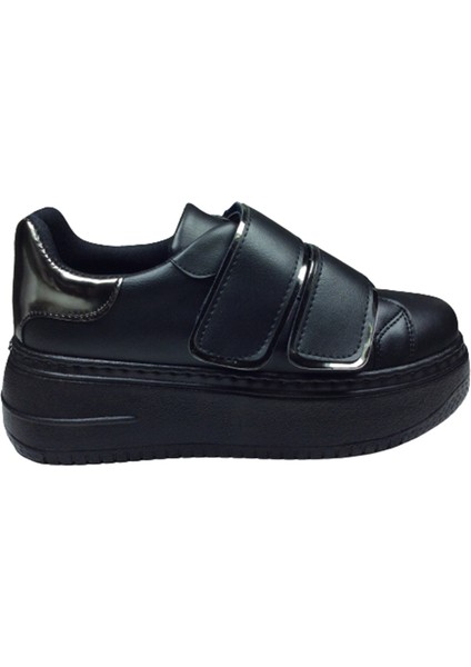 Womenly Moda 2001 SIYAH Cırtlı Kadın Sneaker Spor Ayakkabı