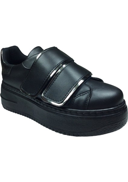 Womenly Moda 2001 SIYAH Cırtlı Kadın Sneaker Spor Ayakkabı modelleri