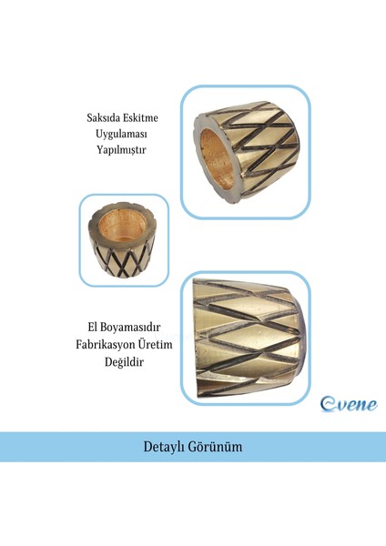 Ahşap Ayaklı Beton Saksı Büyük Boy 1 Adet Baklava Model