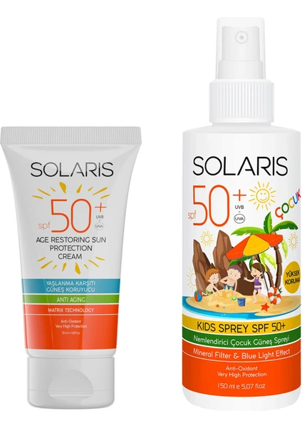 Güneş Kremi  Spf 50+ (50 Ml) ve Çocuk Güneş Kremi Sprey Spf 50+ Yüksek Koruma (150 Ml)