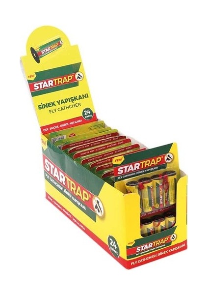 Yapışkanlı Sinek Bandı 4'lü, Zehirsiz Yapışkanlı Sineklik 24 paket 96 tüp 1 kutu