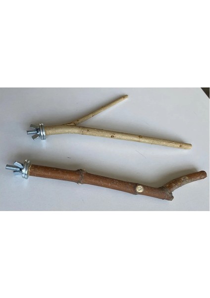 2 Adet Fırınlanmış Doğal Ağaç Tünek - Kuş Tüneği (Istanbul Kafes Marka) (2'li Paket)