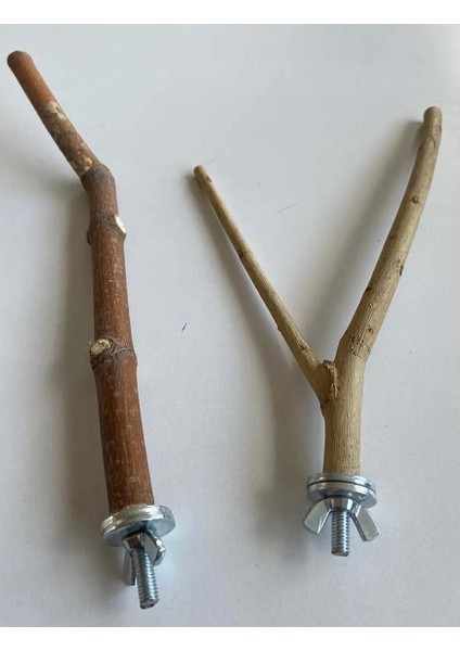 2 Adet Fırınlanmış Doğal Ağaç Tünek - Kuş Tüneği (Istanbul Kafes Marka) (2'li Paket)