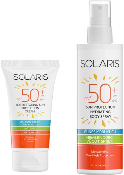 Güneş Kremi Spf 50+ 50 ml ve Güneş Koruyucu Krem Sprey Spf 50+ Yüksek Koruma 200 ml