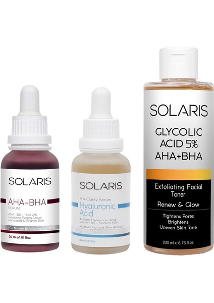 Cilt Tonu Eşitleyici Aha %10 + Bha %2 Serum 30 mlHyaluronik Asit Serum 30 ml Aha Bha Tonik 200 ml
