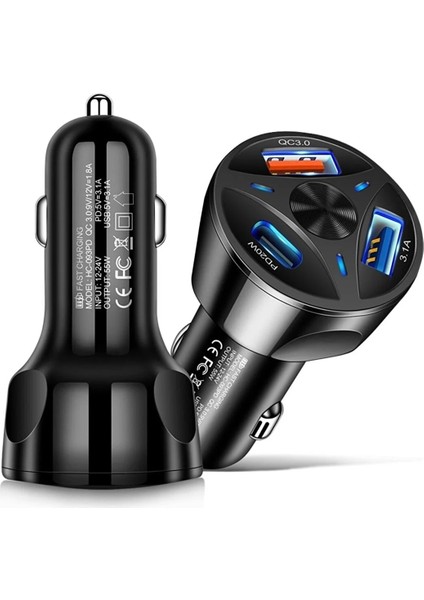 Çift USB Araç Şarj Cihazı Hızlı Şarj Qc 3.0 Pd Type-C Araç Telefonu Şarj Adaptör Pd Kit modelleri