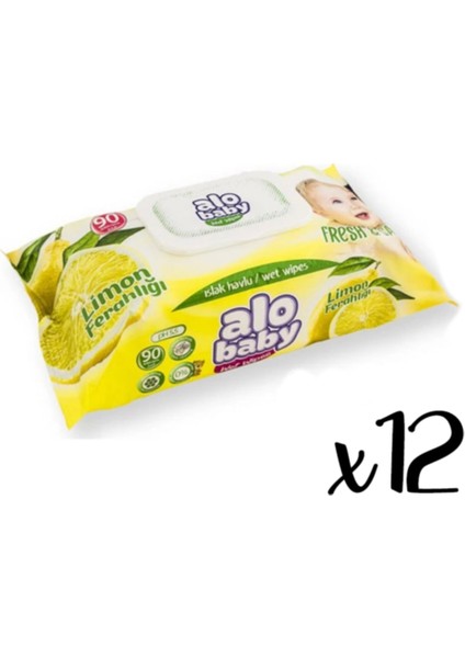 Alo Baby Alo Baby Islak Havlu 90lıx12'limon