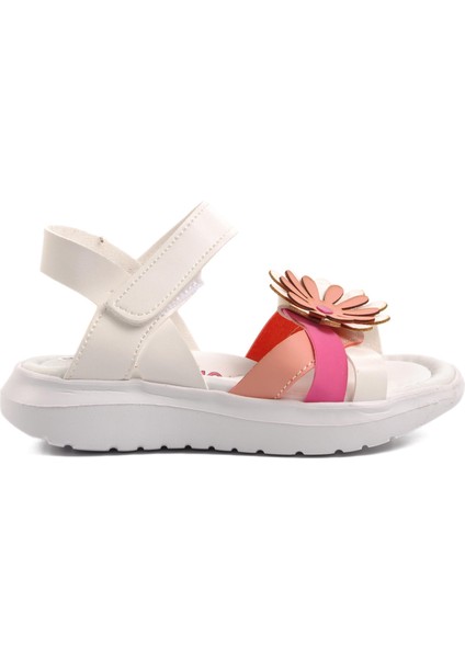 Ayakmod Şng 8010-P Beyaz-Fuşya-Pembe Kız Çocuk Sandalet