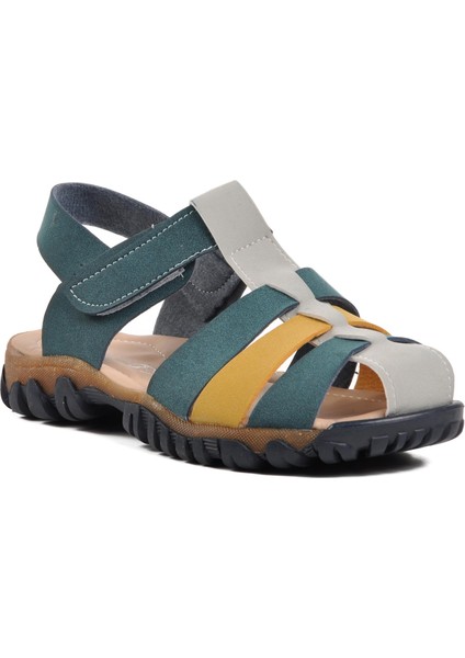 Ayakmod Şng 210111-F Lacivert Nubuk-Sarı Erkek Çocuk Sandalet