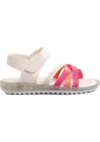 Arz 9000-P Beyaz-Fuşya-Pembe Kız Çocuk Sandalet