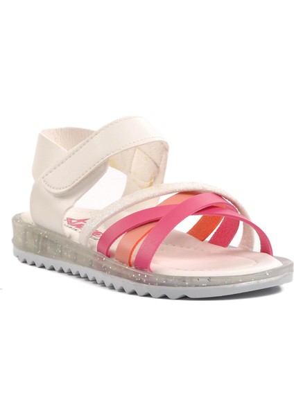 Arz 9000-P Beyaz-Fuşya-Pembe Kız Çocuk Sandalet
