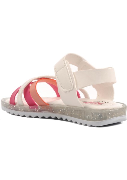 Arz 9000-P Beyaz-Fuşya-Pembe Kız Çocuk Sandalet