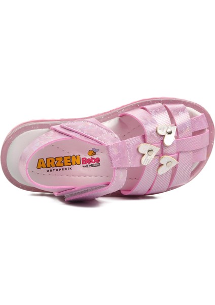 Arz 9100-B Pembe Simli Bebek Sandalet