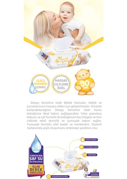 Sensitive Islak Havlu 12x90'lı 1080 Yaprak