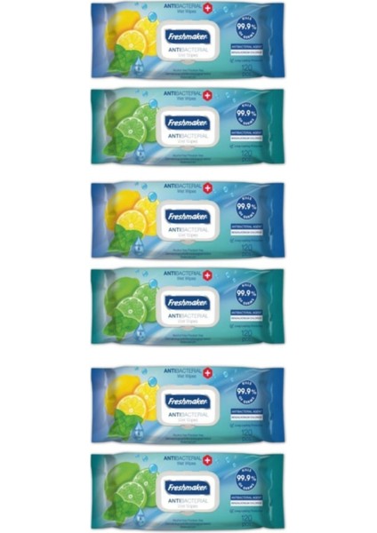 Antibakteriyel Islak Havlu Mendil 120'lı 6 Paket