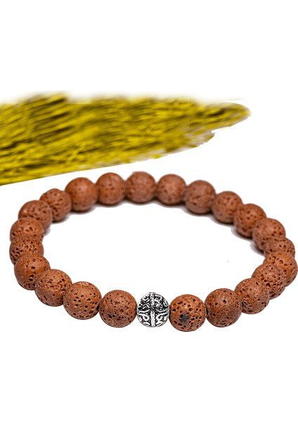 Sertifikalı Volkanik Kahverengi Lav Taşı Bileklik - Gümüş Aparatlı fiyatları