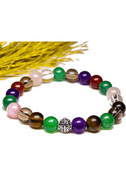 Sertifikalı Ametist Kaplan Gözü Aventurin Kuvars Obsidyen Akik Taşı 7 Çakra Doğal Taş Bileklik fiyatları