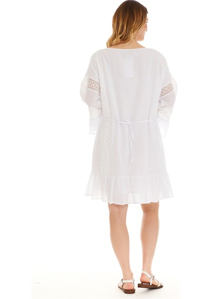 Uzun Kol Beyaz Şile Bezi Kısa Elbise indirimleri