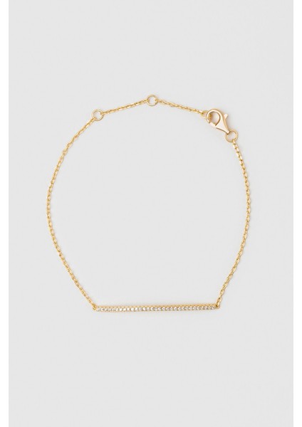 Minimal Zarafet 18 Ayar Sarı Altın Kaplama 20 cm Gümüş Bileklik