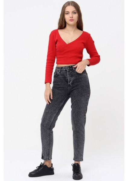 Mom Jean Kadın Pantolon 1037-255 Siyah