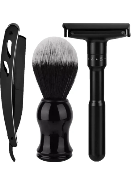 Shave Q7 Manuel Tıraş Makinesi + U3 Full Metal Ustura + F2 Tıraş Fırçası