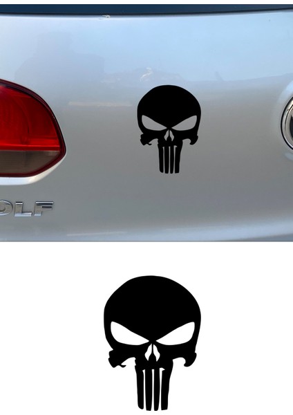 Araç, Motor, Bisiklet, Laptop Stickerları Punisher Kurukafa Logo Siyah 10X8CM