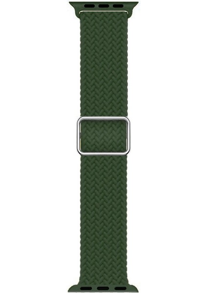 Apple Watch Se 2022 44MM Kordon Braided Loop Band Koyu Yeşil