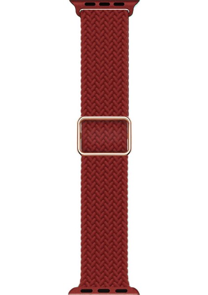 Apple Watch Series 8 41MM Kordon Braided Loop Band Kırmızı