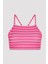 Pembe Bloom Çizgili Halter Bikini Üstü 6