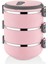 3 Katlı Sızdırmaz Yemek Termosu Sefer Tası Saklama Kabı Pudra Pembe 2,25 Litre 1