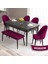 Concept Roz Serisi 80X132 Mdf Açılabilir Siyah Mermer Desen Mutfak Masası Takımı 4 Sandalye 1 Bench 1