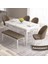 Concept Roz Serisi 80X132 Mdf Açılabilir Beyaz Mermer Desen Mutfak Masası Takımı 4 Sandalye 1 Becnh 1