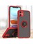 iPhone 12 Mini Için Yüzük Stand Mat Sert Silikon Telefon Kılıfı - Kırmızı (Yurt Dışından) 1