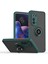 Motorola Edge 2022 Için Yüzük Stand Mat Sert Silikon Telefon Kılıfı - Koyu Yeşil (Yurt Dışından) 1