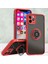 iPhone 11 Pro Max Için Yüzük Stand Mat Sert Silikon Telefon Kılıfı - Kırmızı (Yurt Dışından) 1