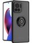Motorola Edge 30 Ultra Için Yüzük Stand Mat Sert Silikon Telefon Kılıfı - Siyah (Yurt Dışından) 1
