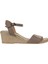 Bueno Shoes Gri Deri Kadın Dolgu Topuklu Espadril Sandalet 01WS10304 1