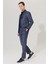 ALTINYILDIZ CLASSICS Erkek Lacivert Slim Fit Dar Kesim Mono Yaka Armürlü Takım Elbise 5