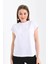 Kadın Beyaz Düşük Kol Pamuklu Örme T-Shirt 4