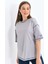 Kadın Füme Karyoka Dikişli Geniş Kalıp Tek Kolu Baskılı Örme T-Shirt 1