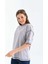 Kadın Füme Karyoka Dikişli Geniş Kalıp Tek Kolu Baskılı Örme T-Shirt 4