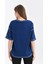 Kadın Lacivert Karyoka Dikişli Geniş Kalıp Tek Kolu Baskılı Örme T-Shirt 3