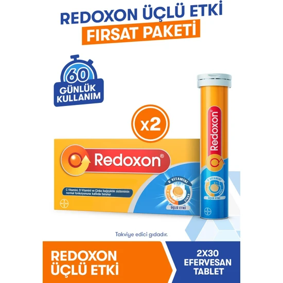 Redoxon Üçlü Etki 2x30 Efervesan Tablet (Fırsat Paketi) I 1000 Mg C Vitamini, D Vitamini Ve Çinko Içeren Takviye Edici