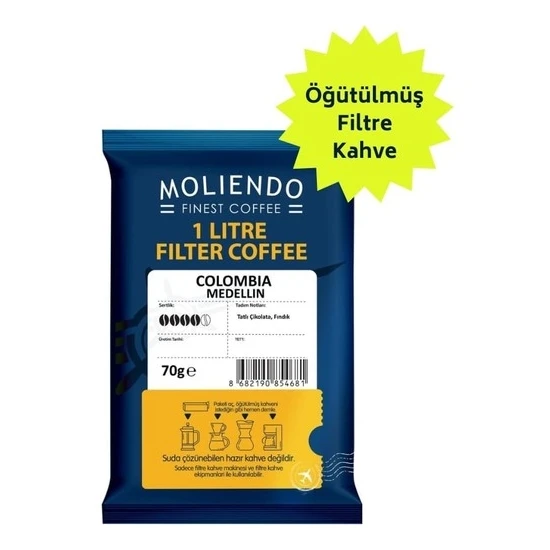 Moliendo 1 lt Colombia Supremo Medellin Bucaramanga Yöresel Filtre Kahve 70 g