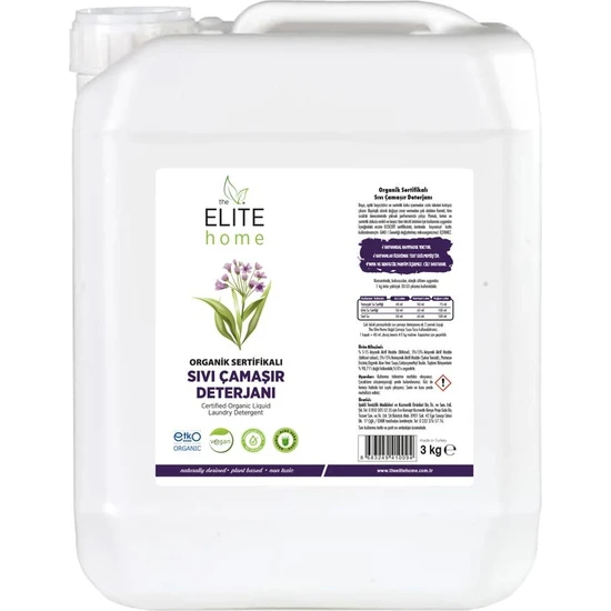 The Elite Home Organik Sertifikalı Sıvı Çamaşır Deterjanı 3 kg